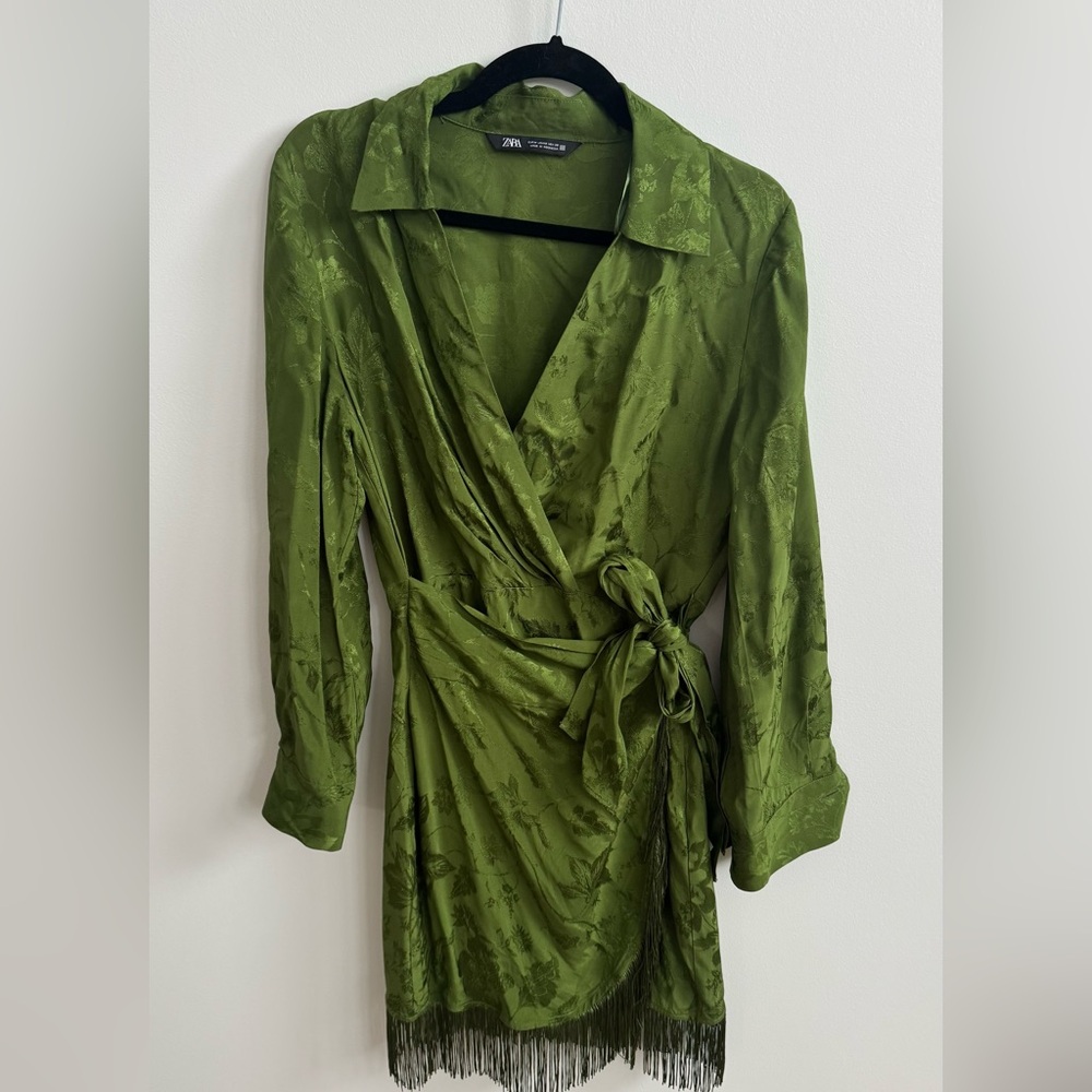 Zara Green Wrap Mini Dress